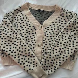 papermoon tan and black polka dot sweater